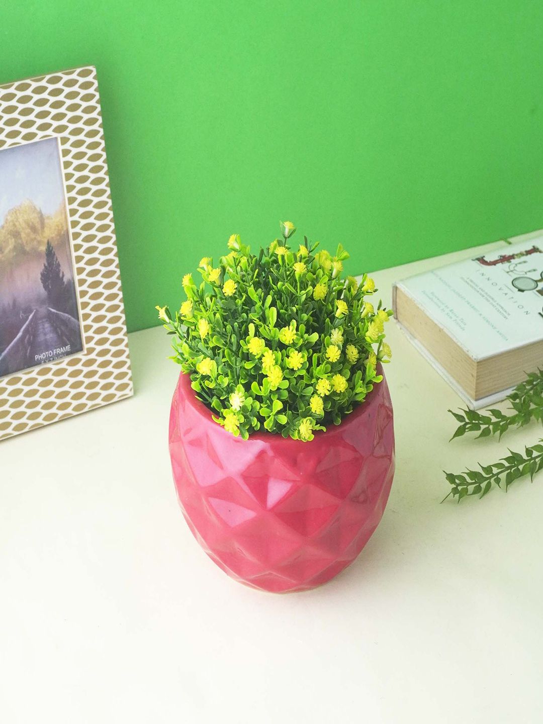 The Decor Mart Red Textured Ceramic Planter