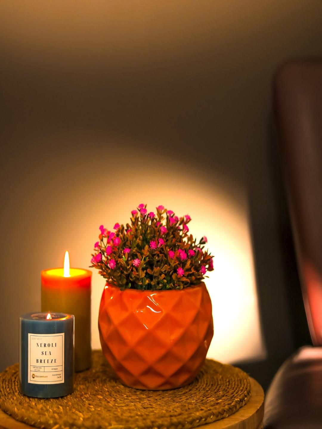 The Decor Mart Orange Textured Ceramic Planters