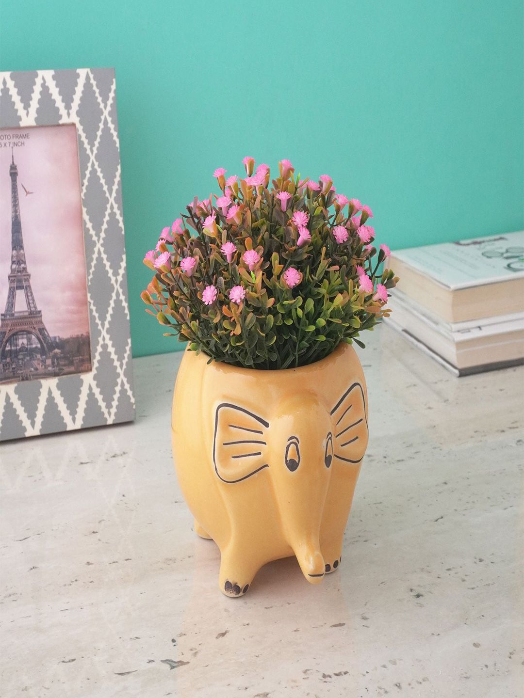 The Decor Mart Yellow Textured Ceramic Jumbo Planter