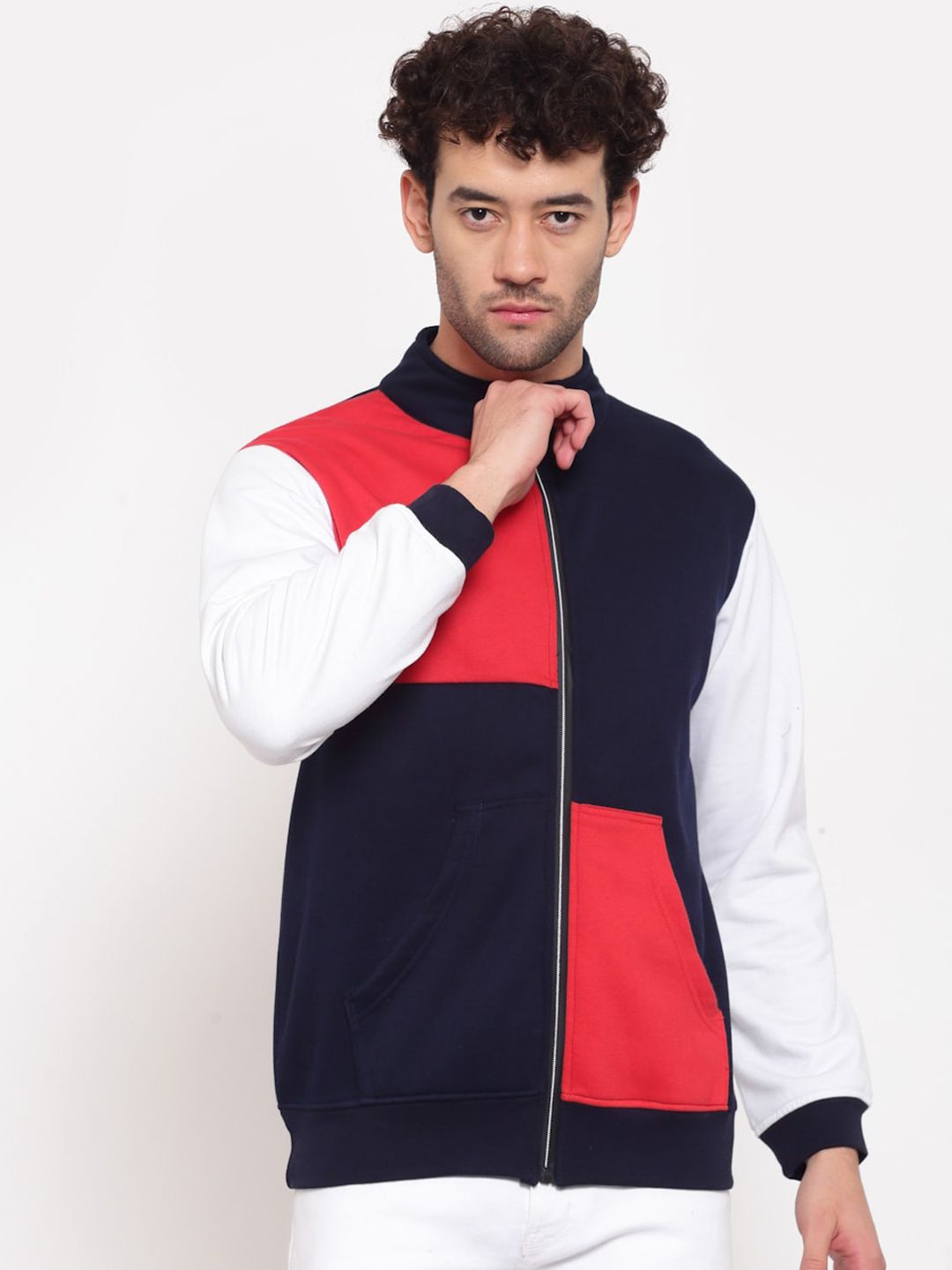 PAUSE SPORT Colourblocked Mock Collar Lightweight Bomber Jacket