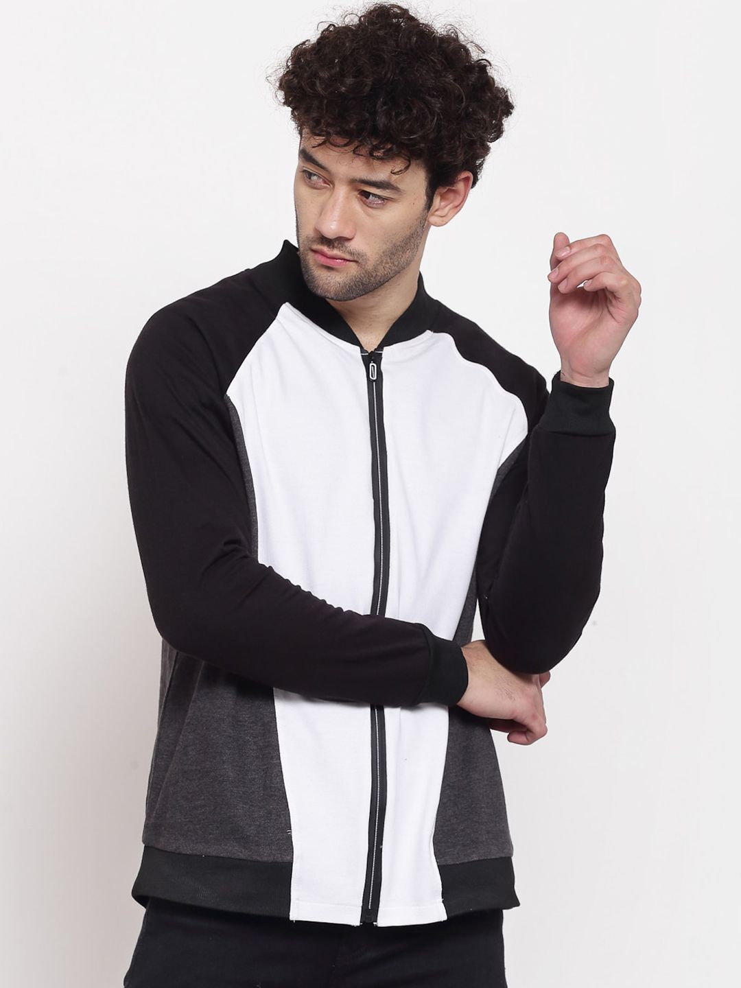 PAUSE SPORT Colourblocked Mock Collar Lightweight Bomber Jacket