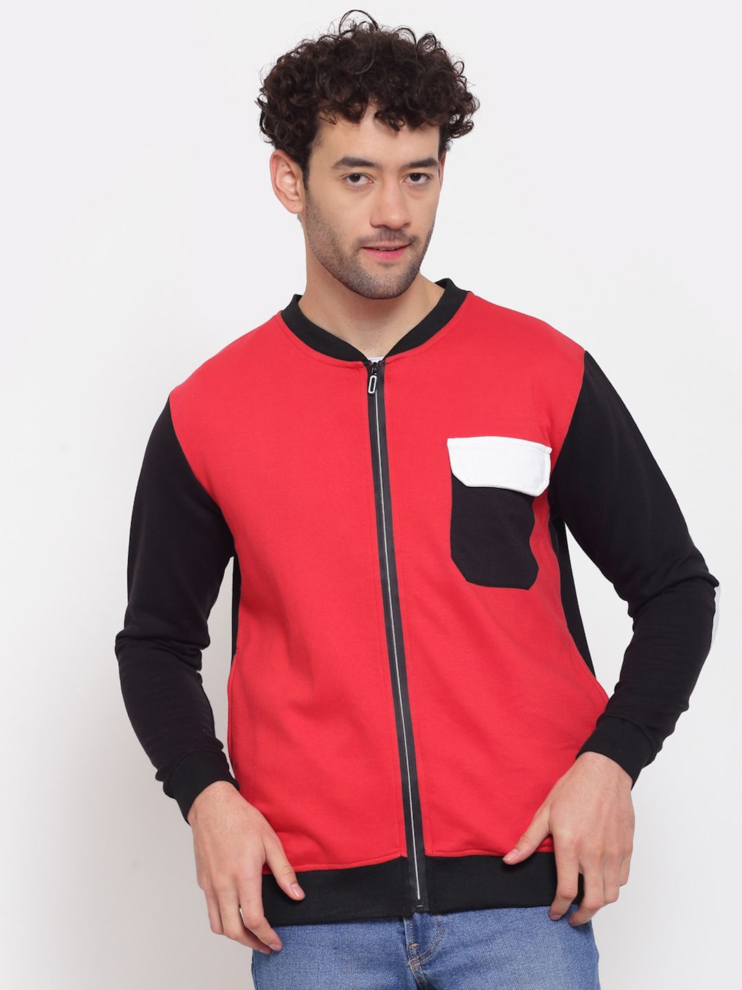 PAUSE SPORT Mock Collar Lightweight Stand Collar Colourblocked Cotton Bomber Jacket