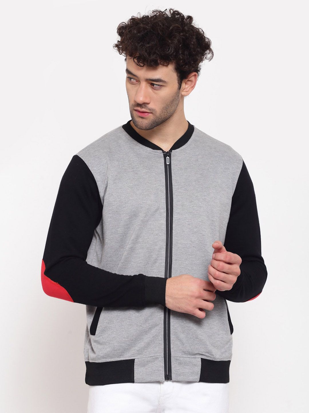 PAUSE SPORT Colourblocked Mock Collar Lightweight Bomber Jacket