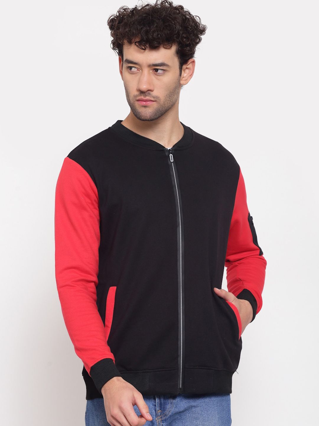 PAUSE SPORT Lightweight Stand Collar Colorblocked Cotton Bomber Jacket