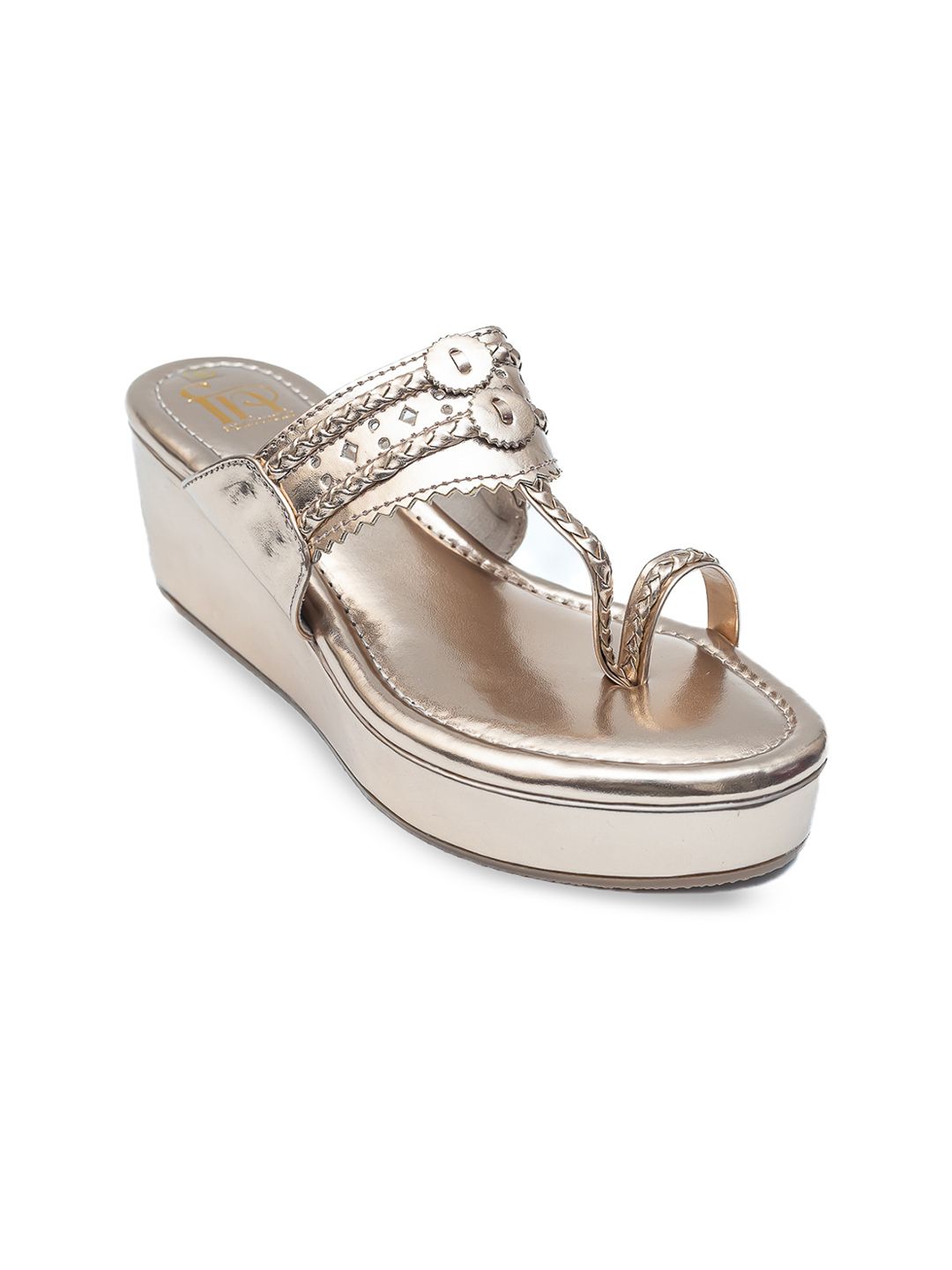 Dapper Feet-Fancy Nancy Ethnic Textured Embellished Flatform Heels
