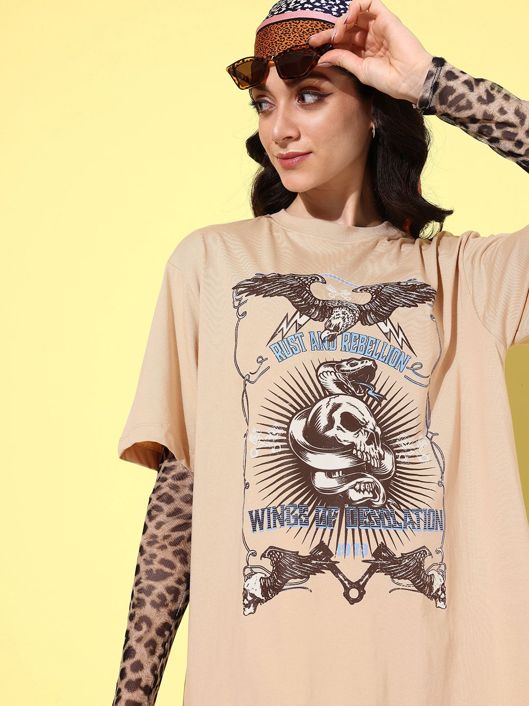 The Roadster Life Co. Printed Drop-Shoulder Sleeves Oversized T-shirt deal from myntra The Roadster Life Co. Printed Drop-Shoulder Sleeves Oversized T-shirt deal from myntra