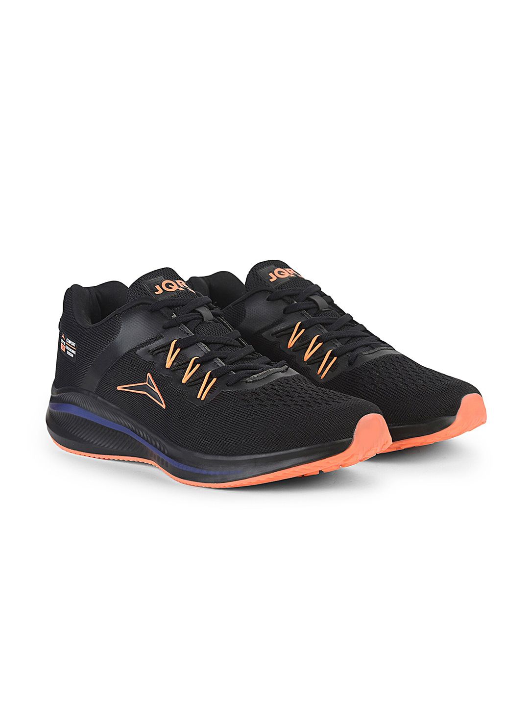 JQR Men FOCUS Black Mesh Running Non-Marking Shoes