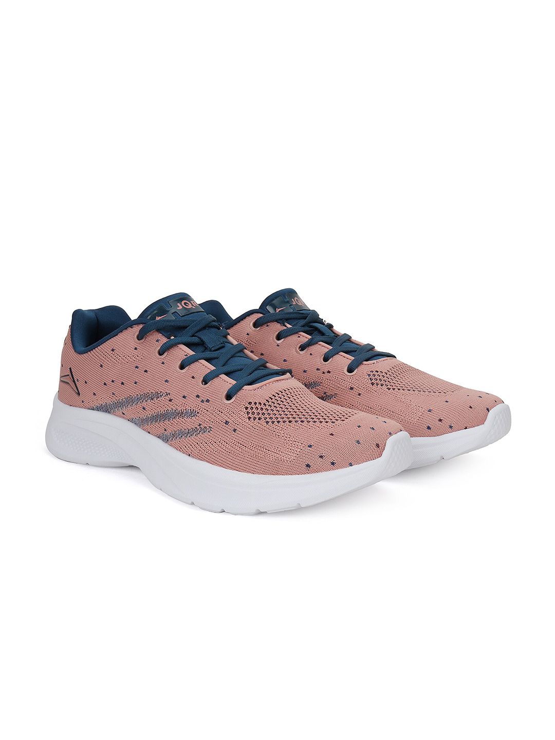 JQR Women FAMINA-001 Peach-Coloured Mesh Running Non-Marking Shoes