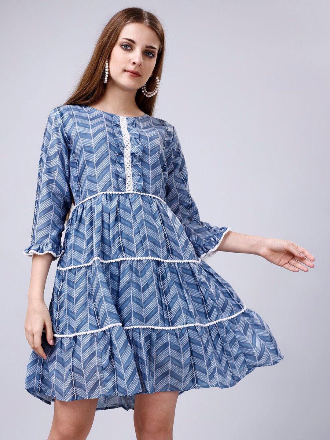 KALINI Printed A-Line Dress Price in India