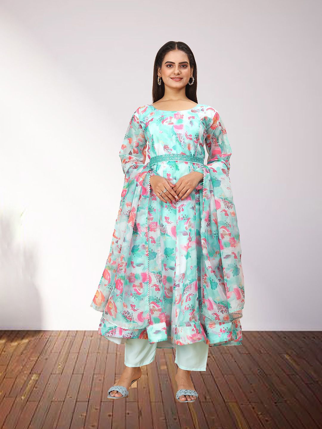 N N ENTERPRISE Printed Anarkali Kurta & Trousers With Dupatta Price in India