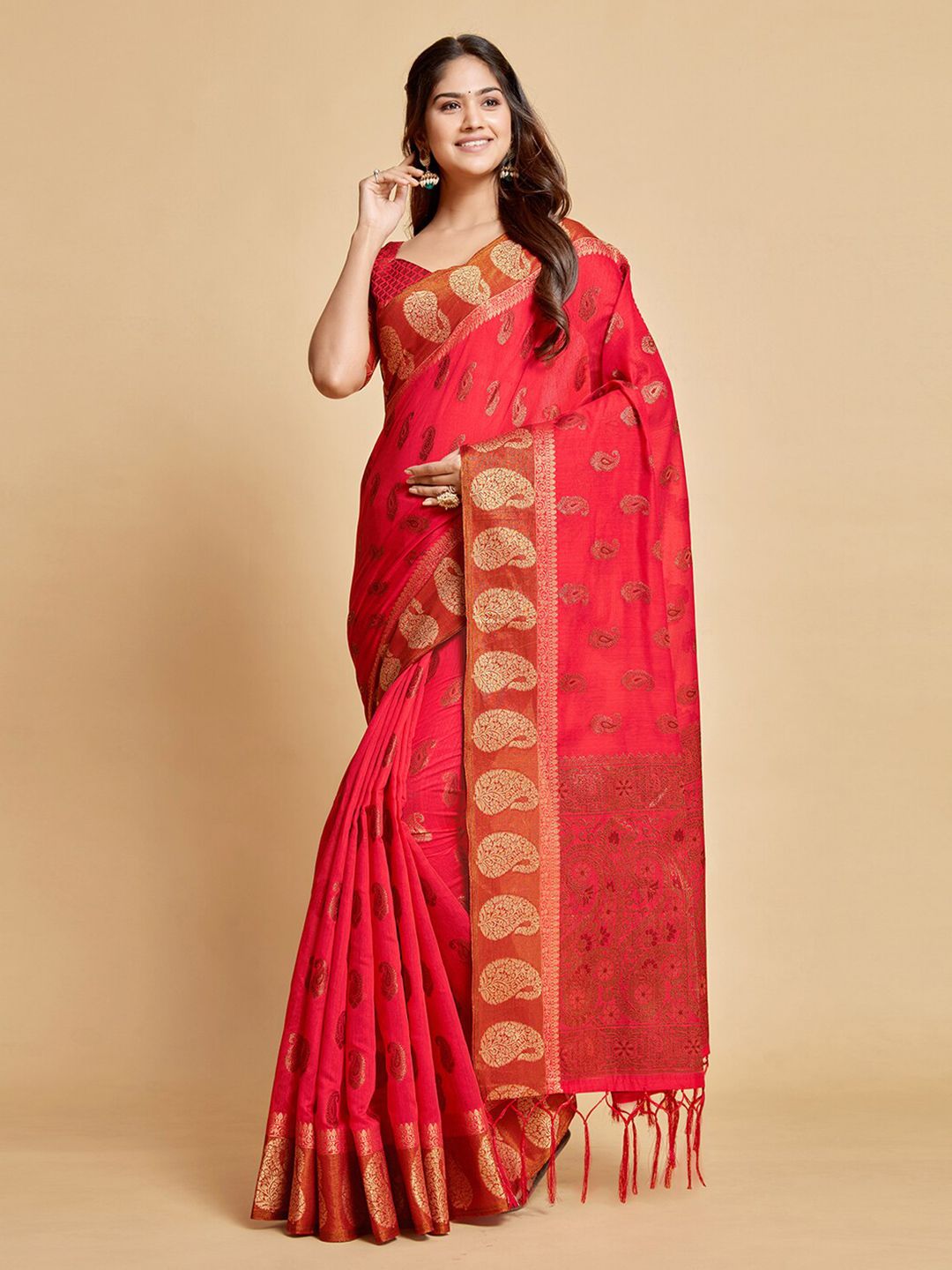 Dori Ethnic Motifs Woven Design Banarasi Zari Saree
