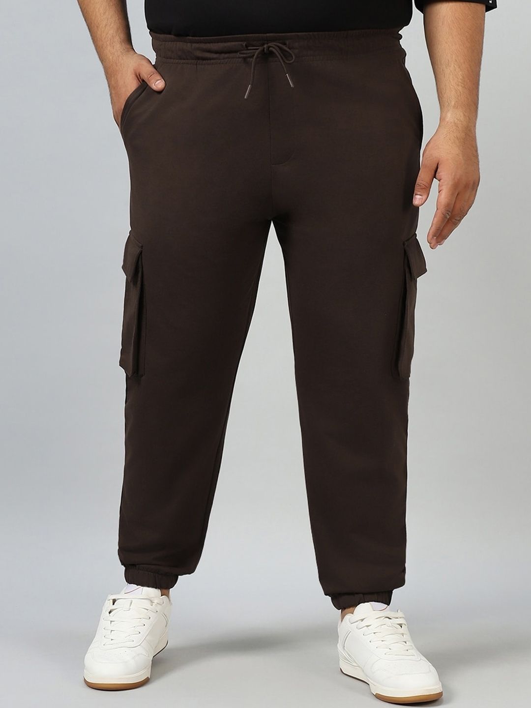Bewakoof AIR Men Brown Oversized Plus Size Cargo Joggers