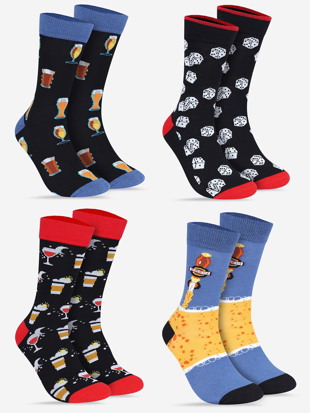 TOFFCRAFT Unisex Pack of 4 Patterned Cotton Shoe Liners