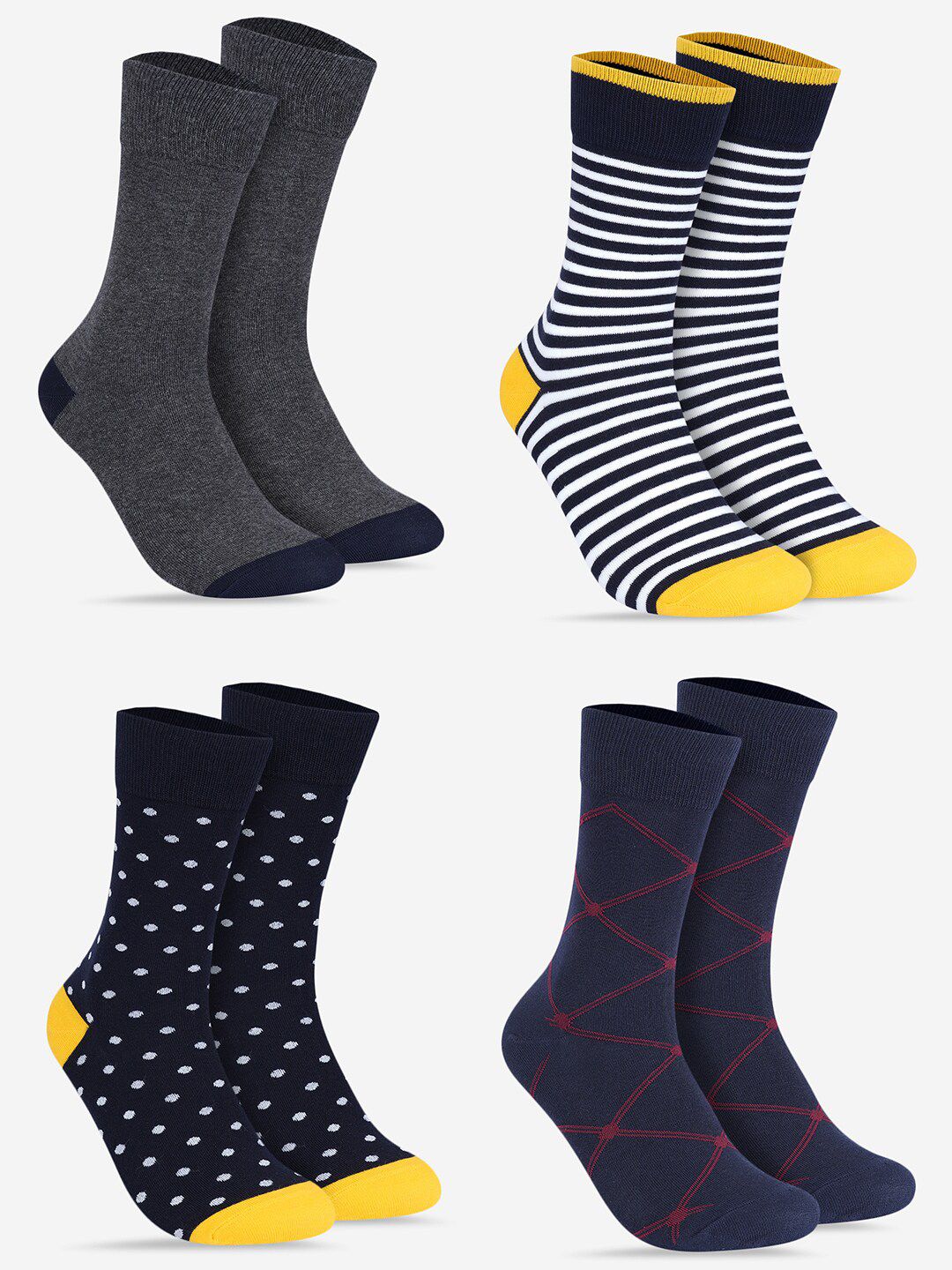 TOFFCRAFT Pack Of 4 Patterned Calf Length Socks