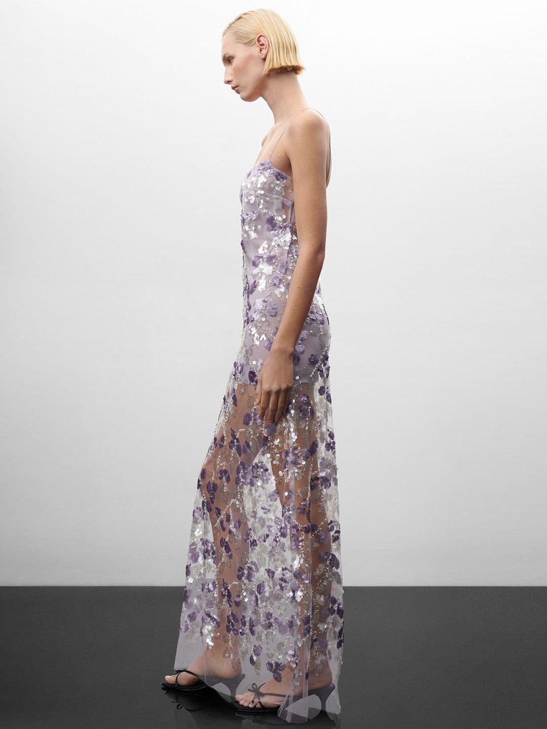 mango purple sequin dress Semi-transparent short sequin dress - Women