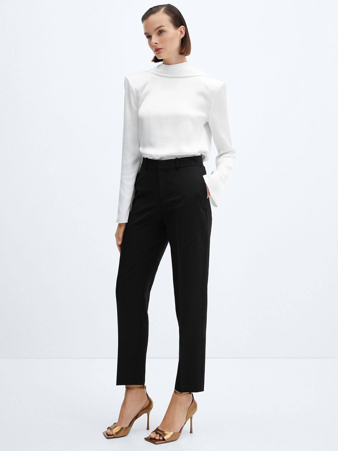 Open-Back Blouse With Shoulder Pads