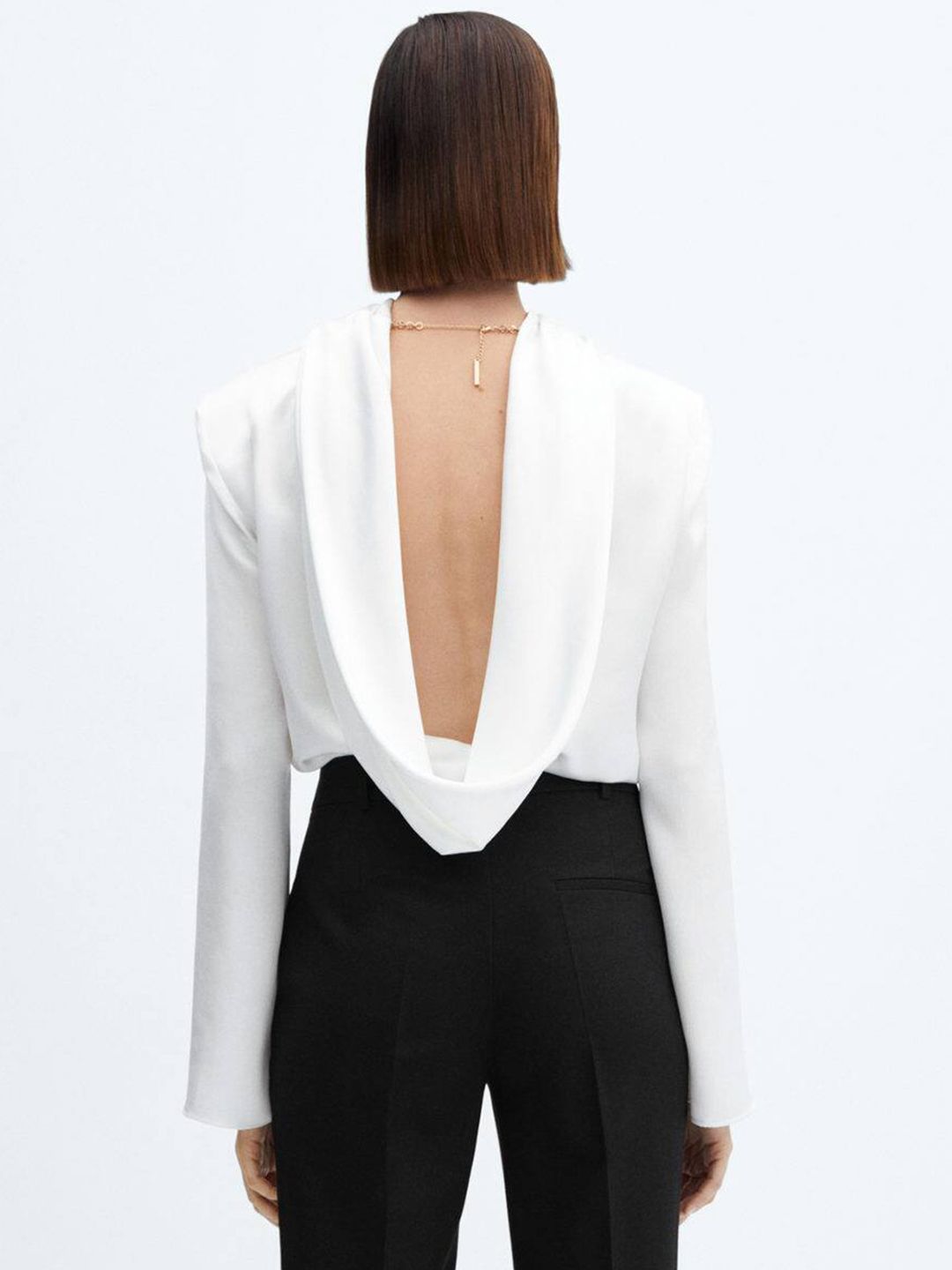 Open-Back Blouse With Shoulder Pads