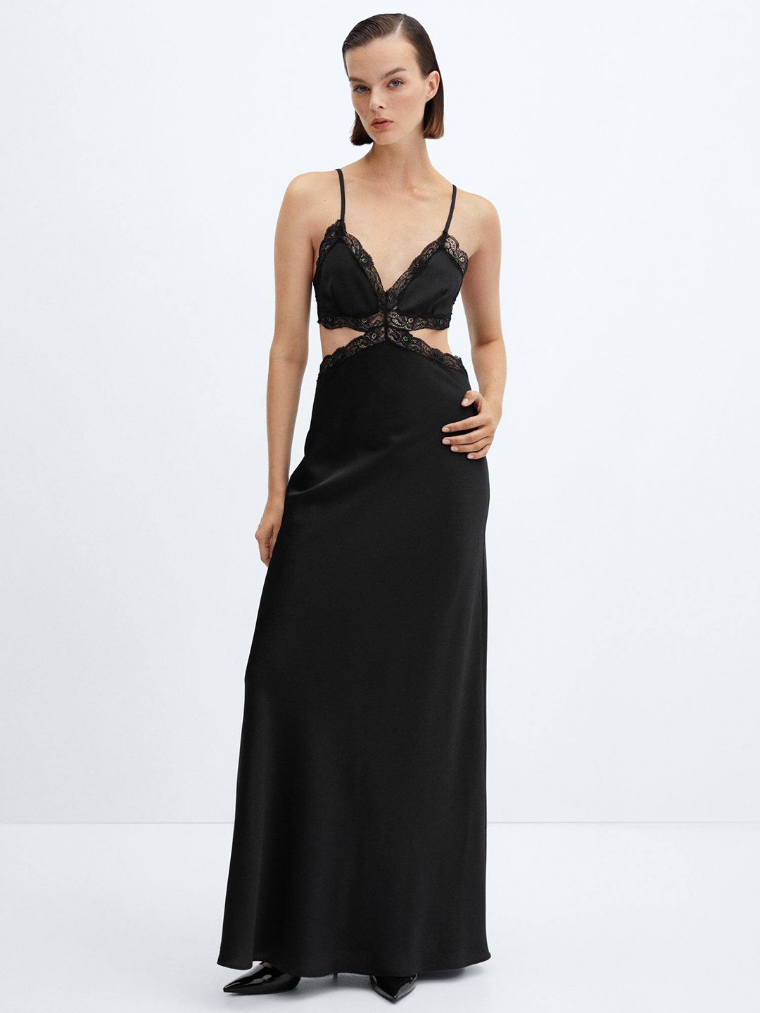 Satin Slip Dress With Slit