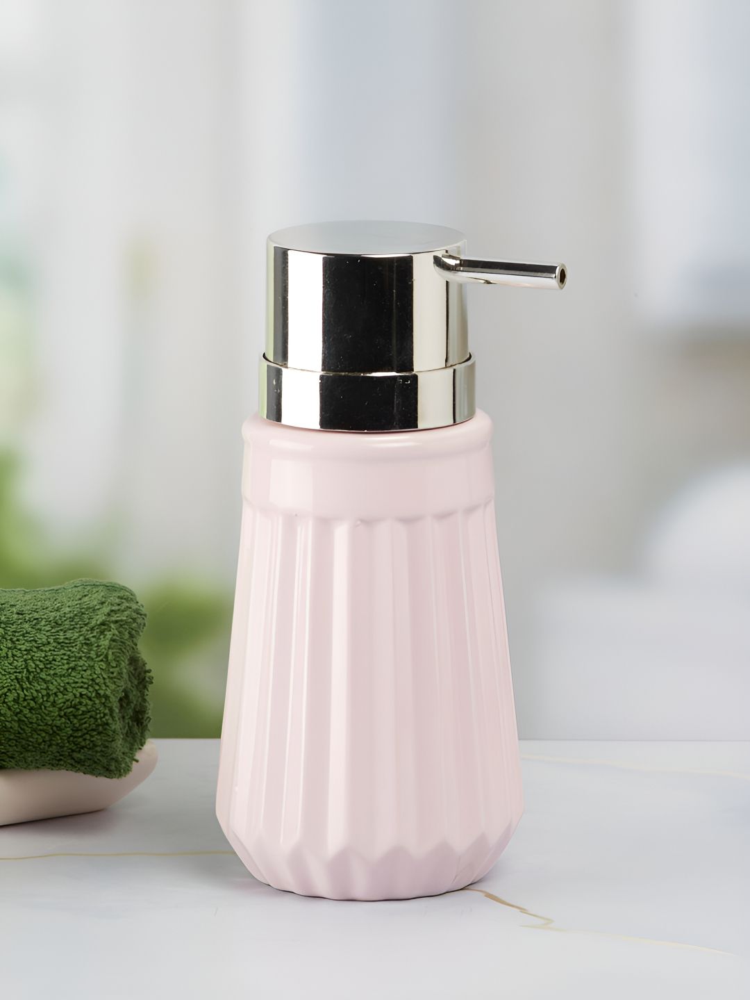 Kookee Pink Cylindrical Ceramic Soap Dispenser