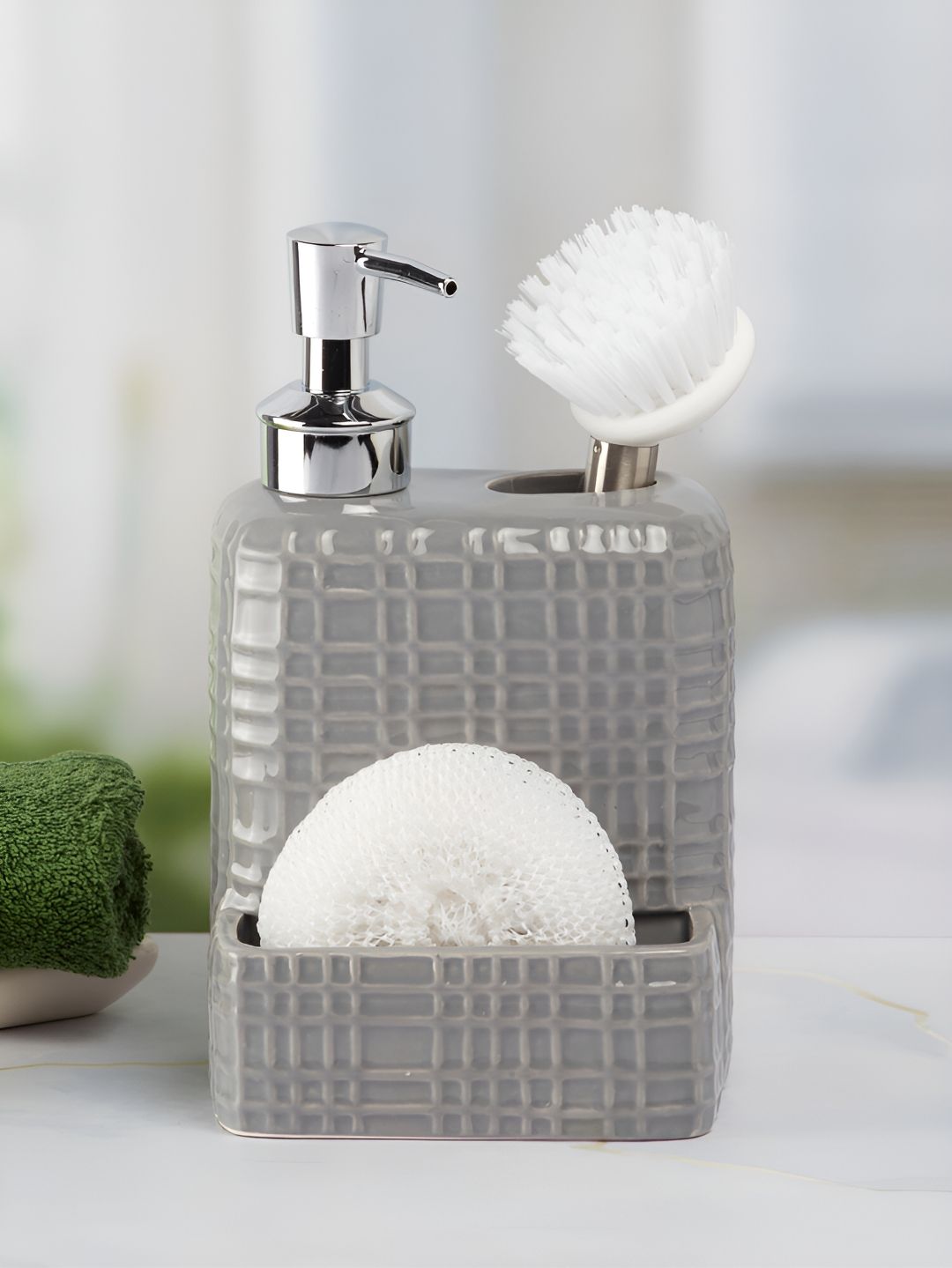 Kookee Grey Abstract Ceramic Soap Dispenser