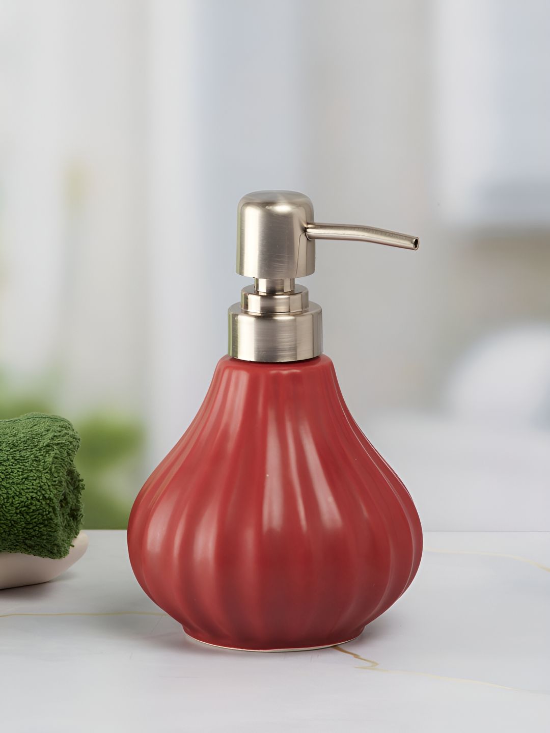 Kookee Red Abstract Ceramic Soap Dispenser