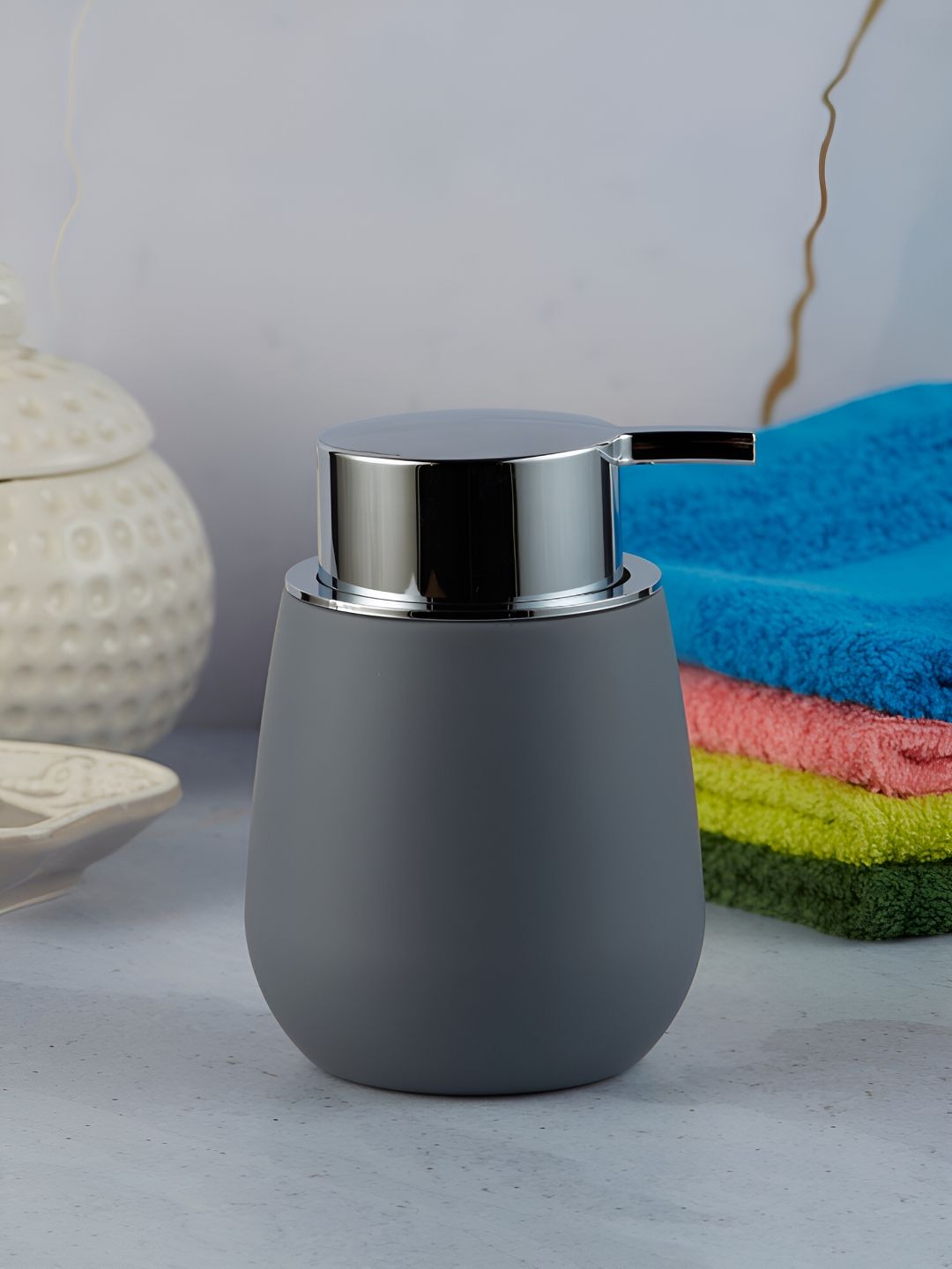 Kookee Grey Cylinder Shaped Soap Dispenser
