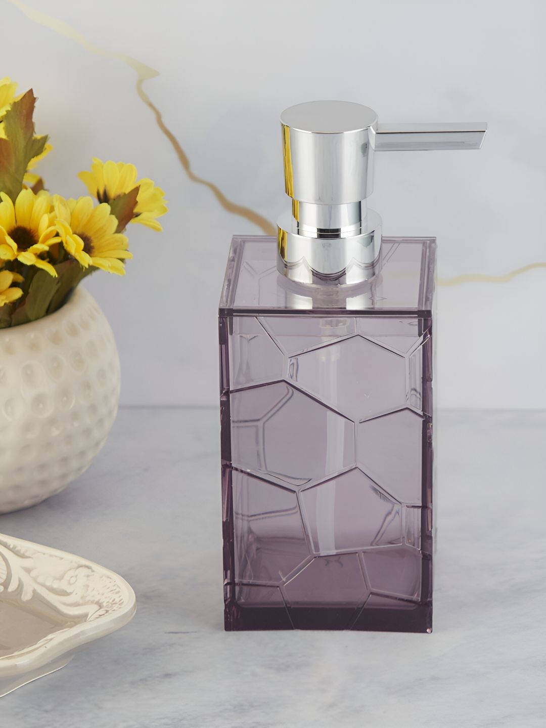 Kookee Purple Textured Printed Soap Dispenser