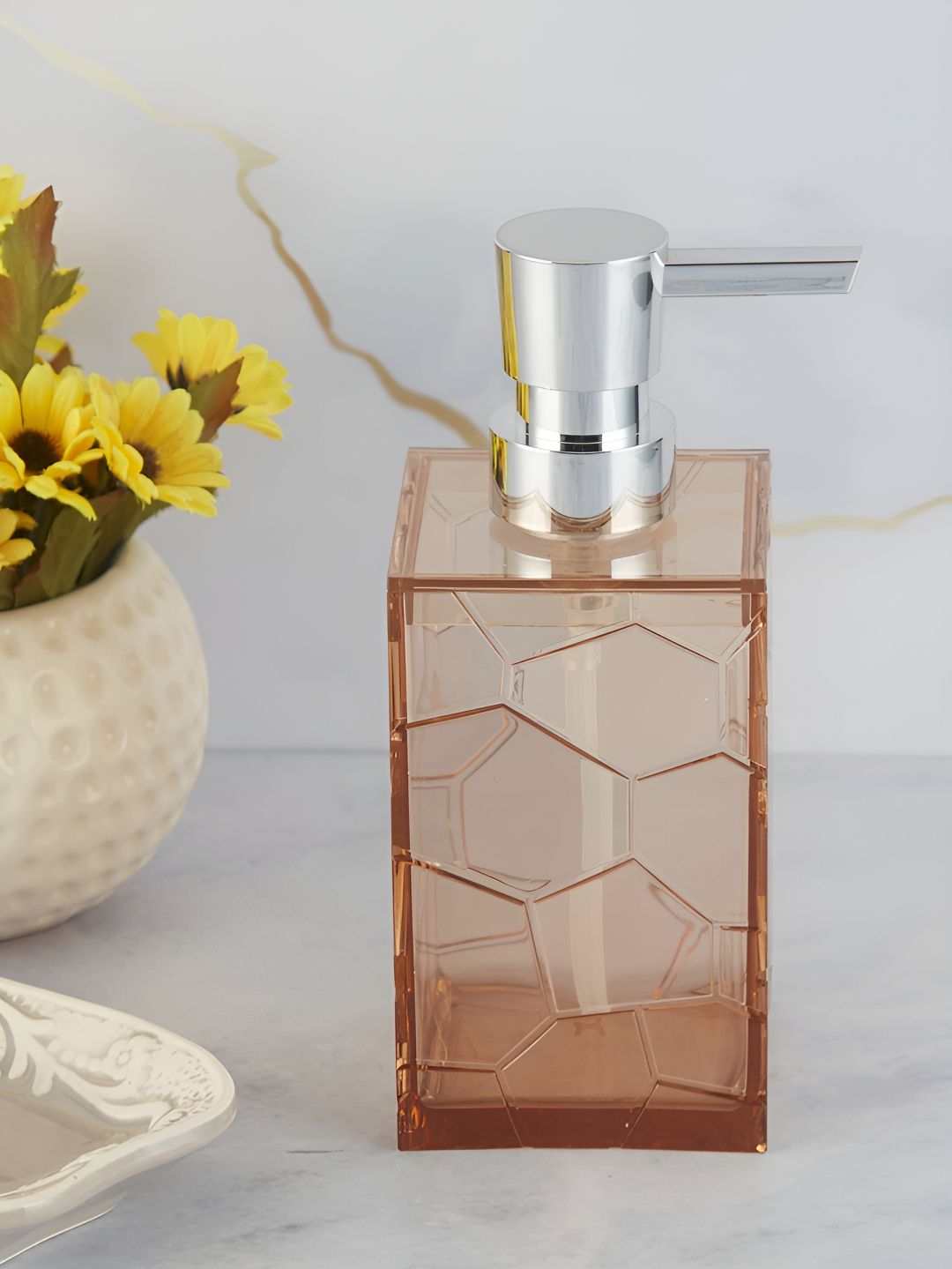 Kookee Brown Abstract Printed Soap Dispenser