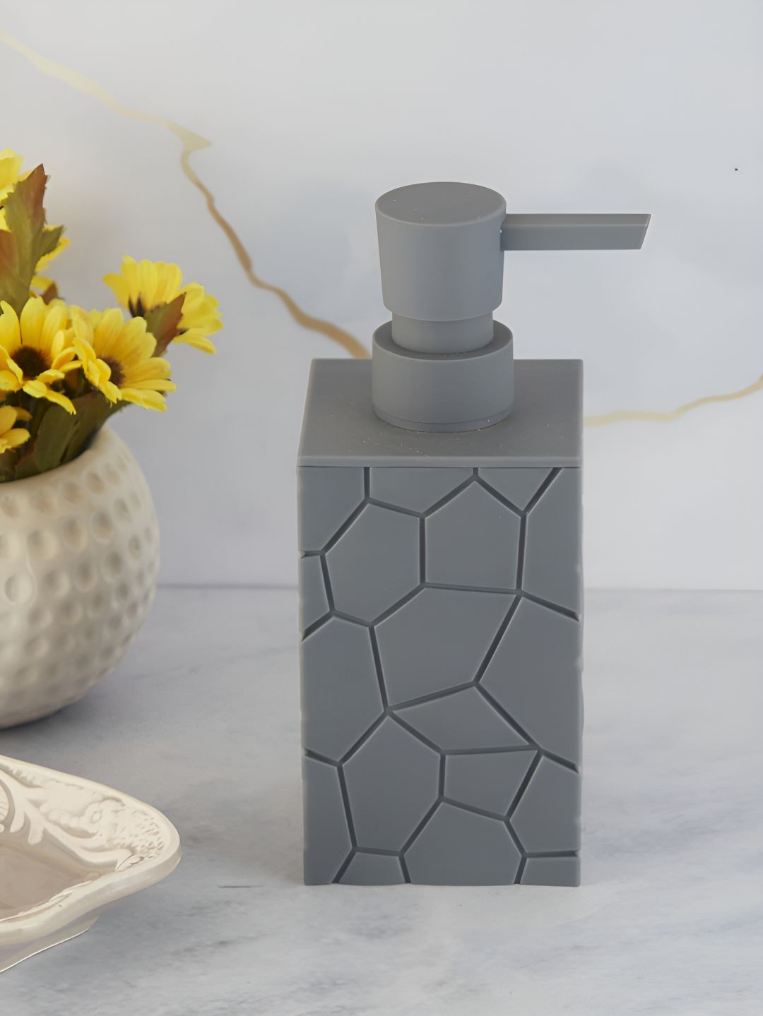 Kookee Grey Abstract Printed Soap Dispenser