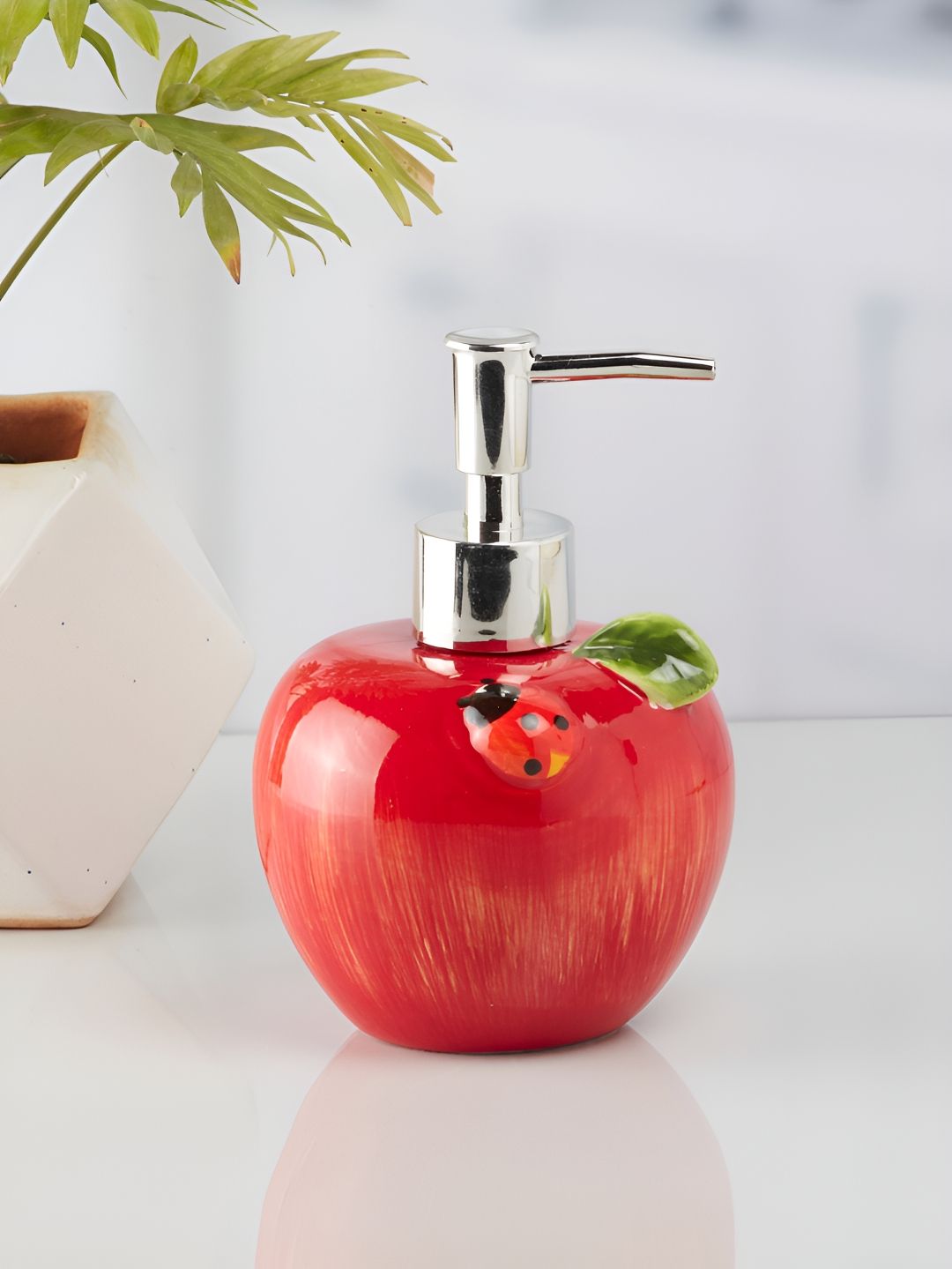 Kookee Red Apple Shaped Ceramic Soap Dispenser