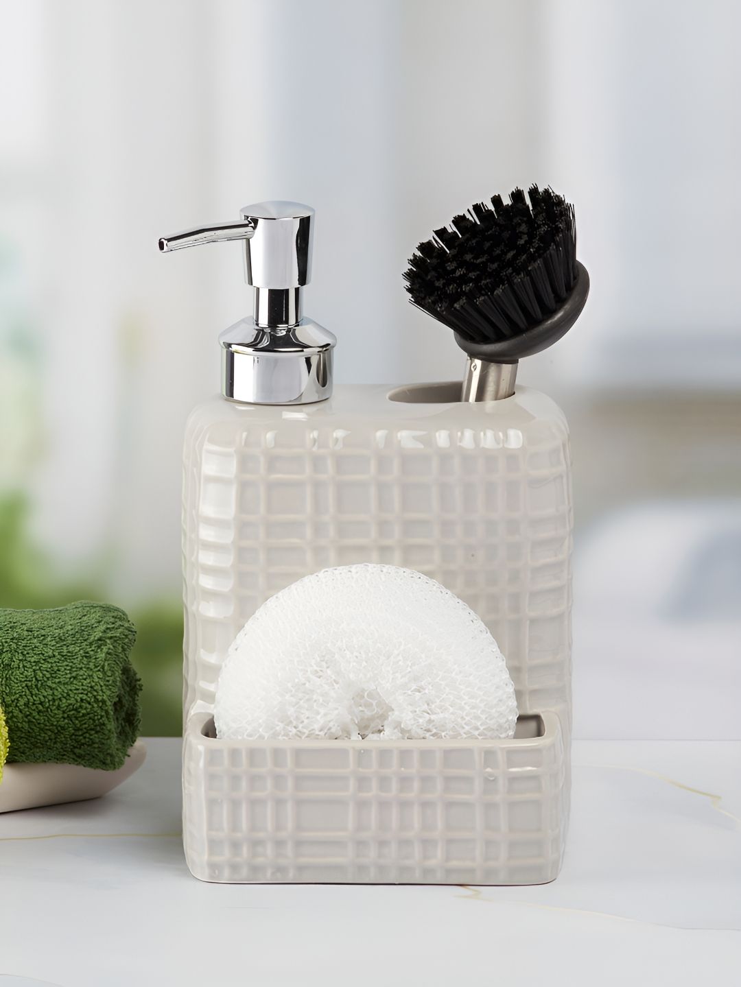 Kookee Grey Geometric Ceramic Soap Dispenser