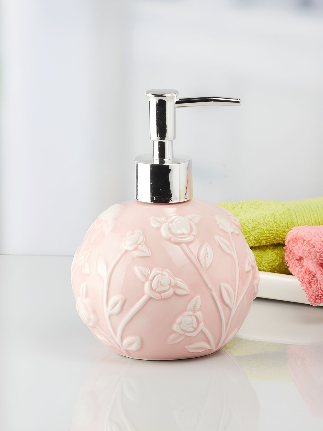 Kookee Pink Textured Ceramic Soap Dispenser