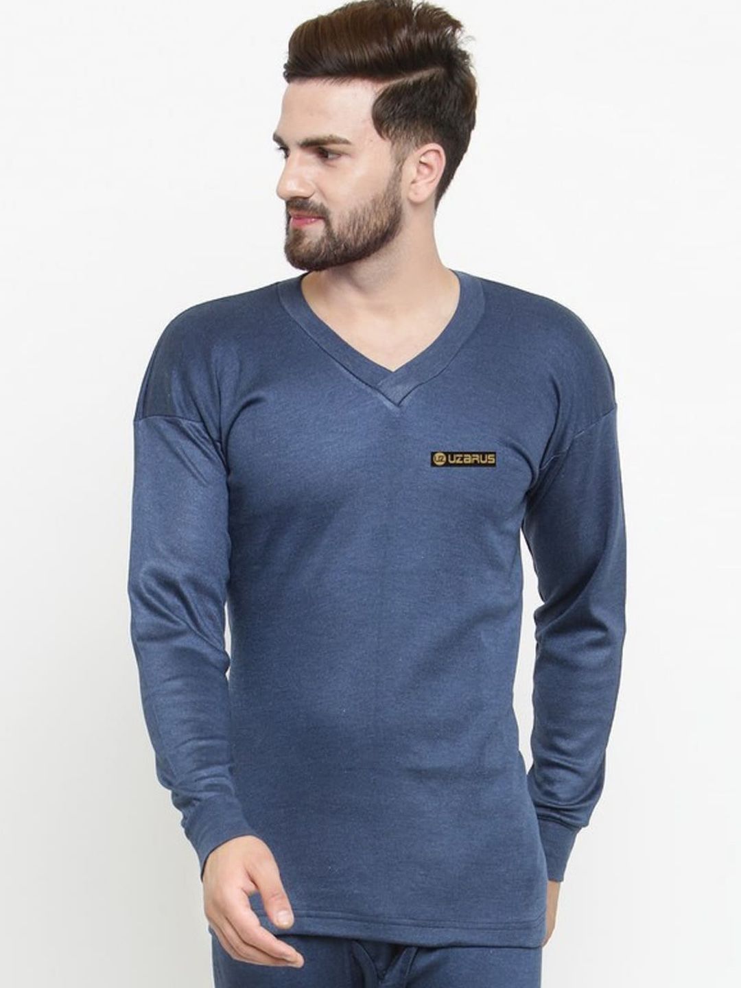 UZARUS V-Neck Long Sleeves Cotton Thermal Top