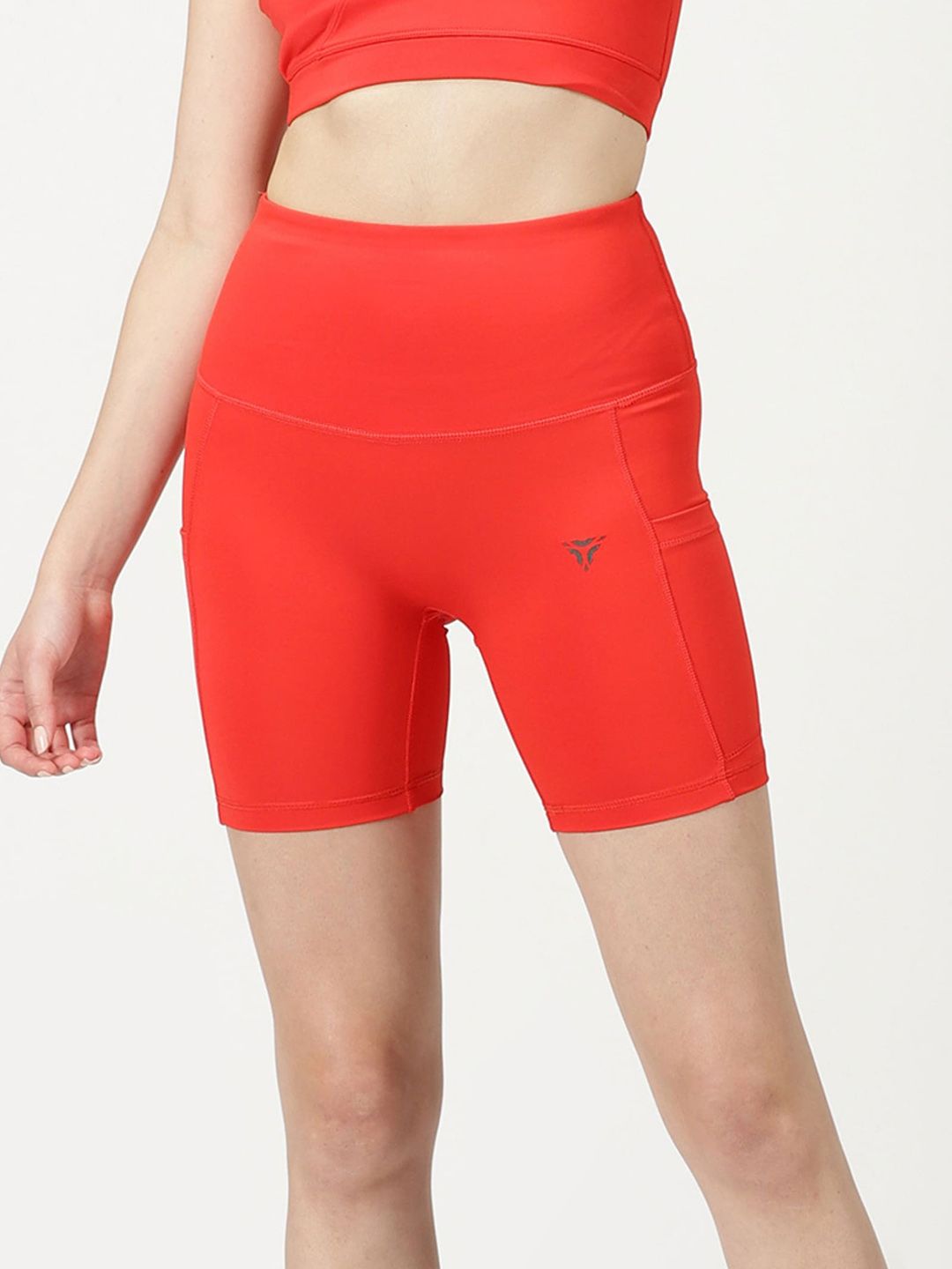 deb Women Red Skinny Fit High-Rise Running Fashion with Antimicrobial Technology Shorts Price in India