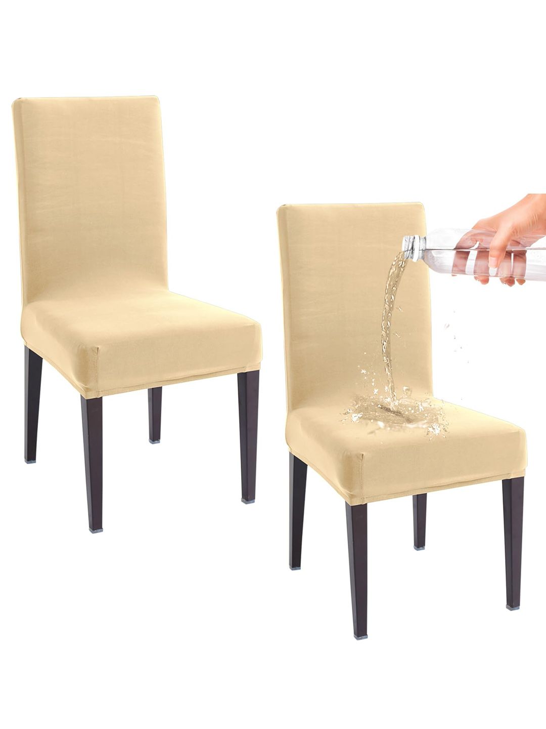 HOKIPO Beige 2 Pieces Water Resistant Chair Covers