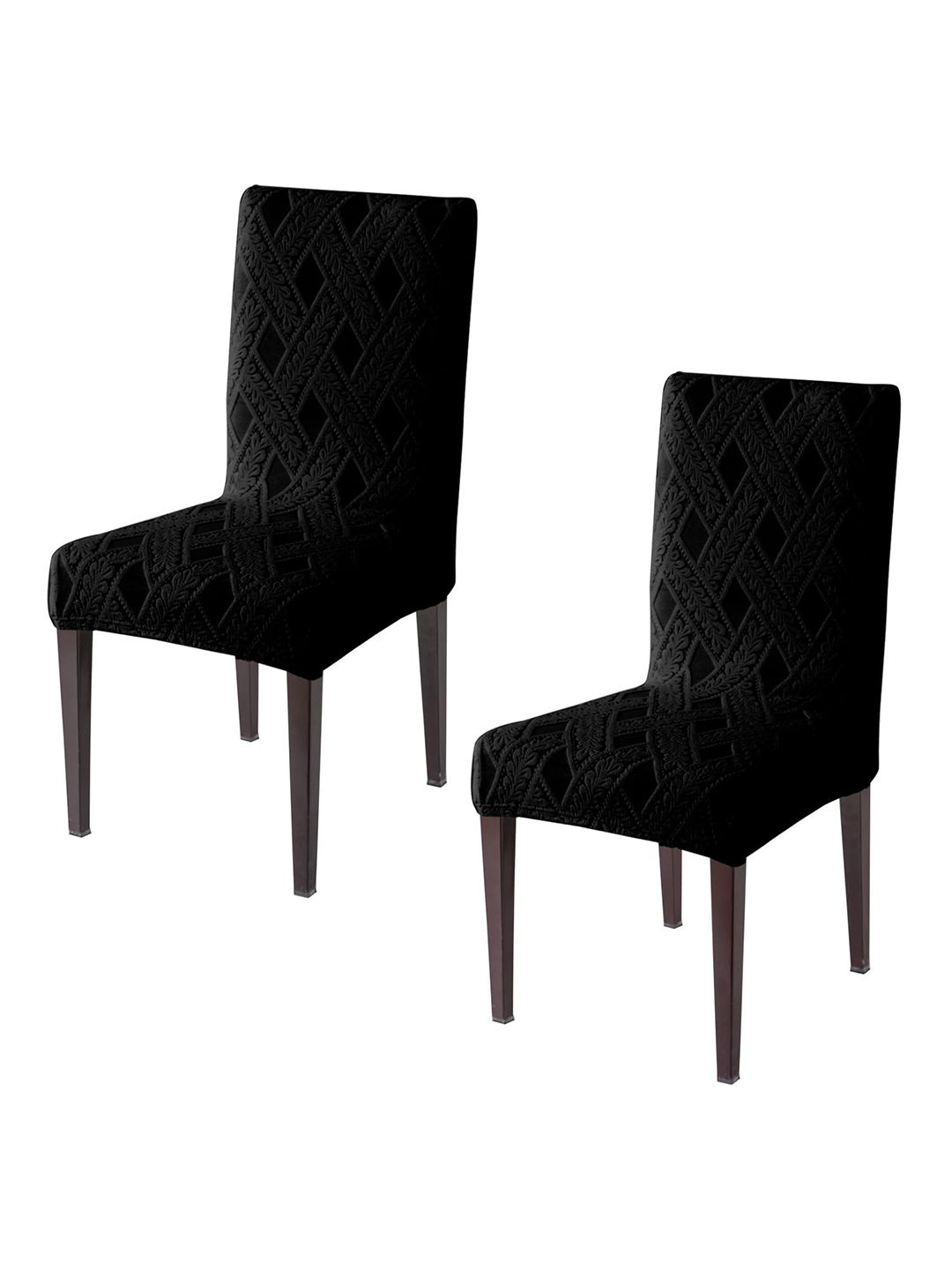 HOKIPO 2 Pieces Black Jacquard Stretchable Chair Covers