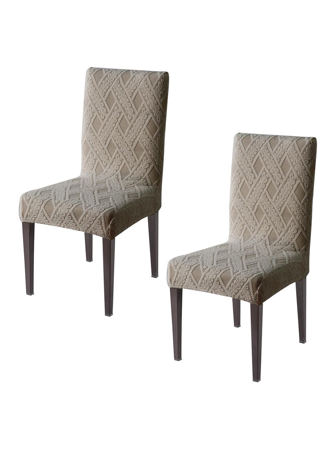 HOKIPO Brown 2 Piece Jacquard 200 GSM Chair Covers