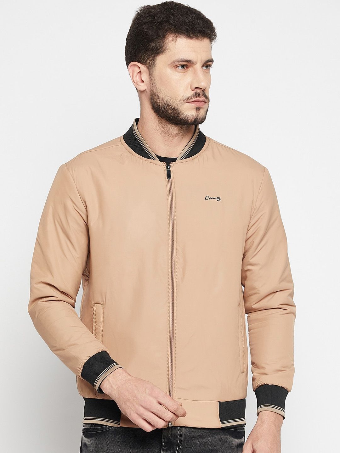 Camey Stand Collar Lightweight Bomber Jacket