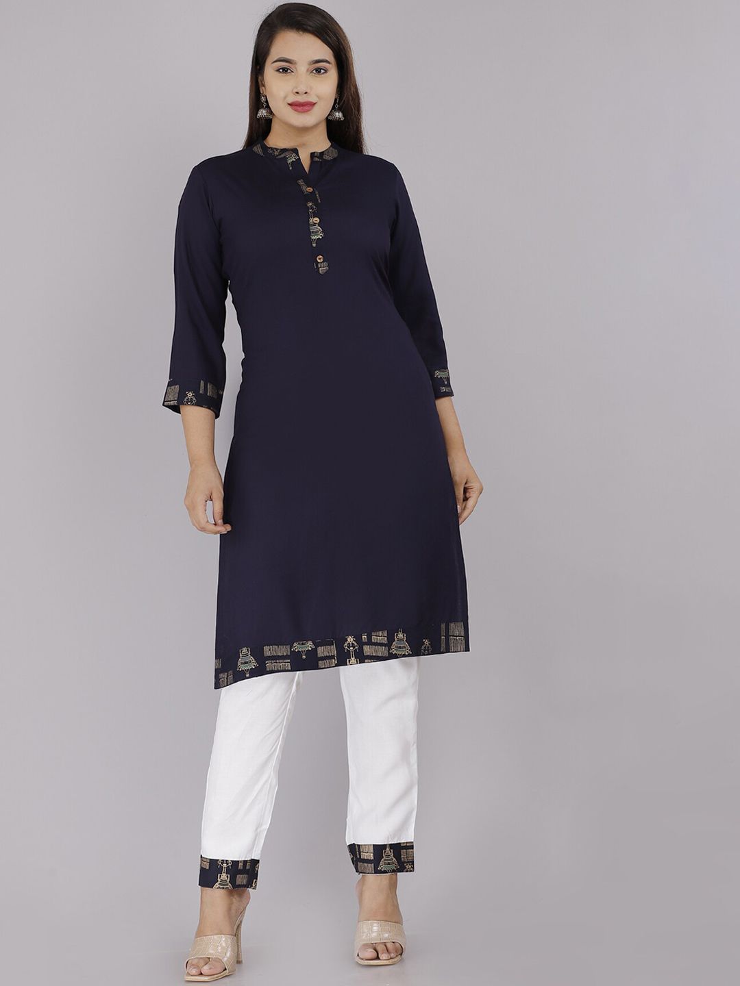BAESD Women Blue Regular Kurta with Trousers