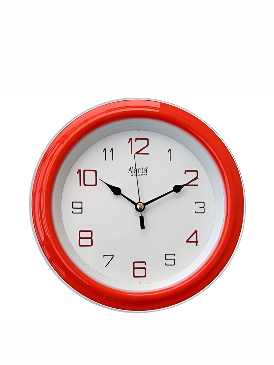 Ajanta Red Plastic Large Display Round Battery Analogue Wall Clock-21.6cm