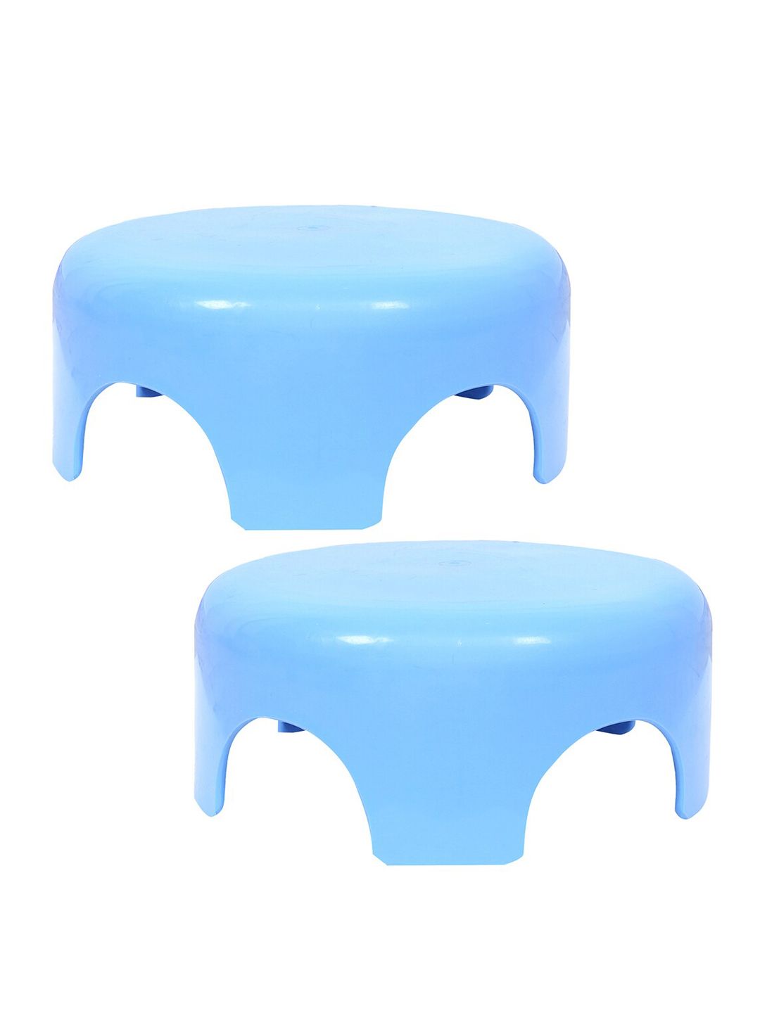 Kuber Industries 2 Pieces Blue Solid Bathroom Stool