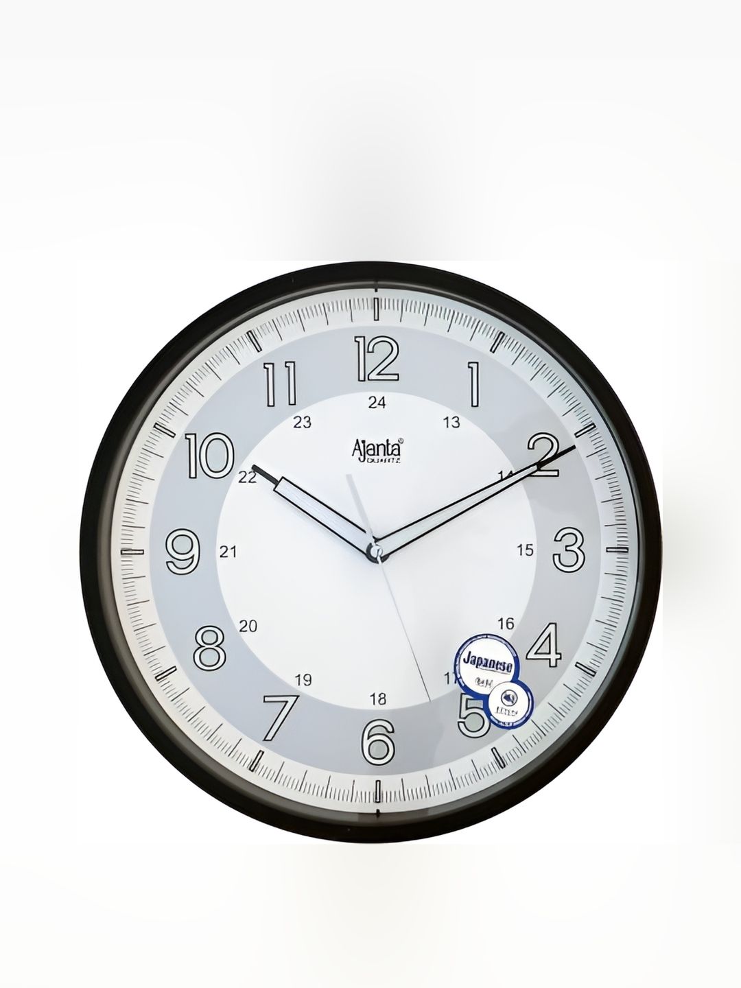 Ajanta Ajanta Black & White Contemporary Glass Round Wall Clock
