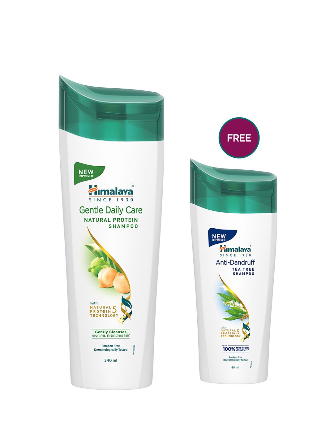 Himalaya Gentle Daily Care Shampoo 340ml with Anti-Dandruff Tea Tree Shampoo 80ml Free