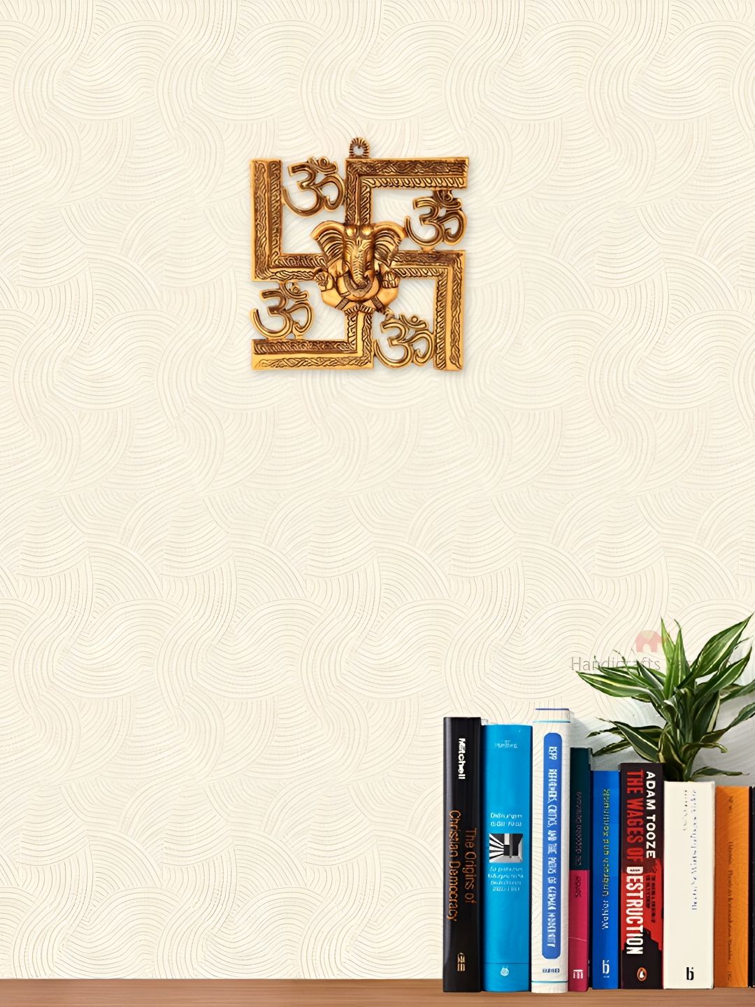 HANDICRAFTS PARADISE swastik with om and ganesh motiff Metal Spiritual Wall Decor-8In