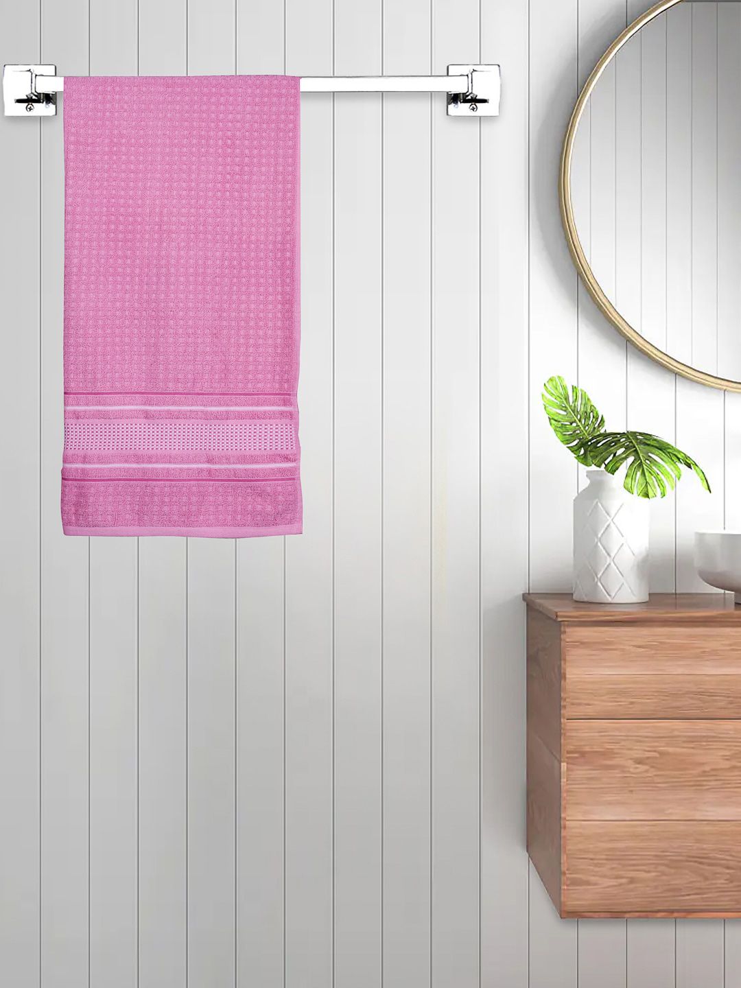 FABINALIV Pink Cotton Bath Towels