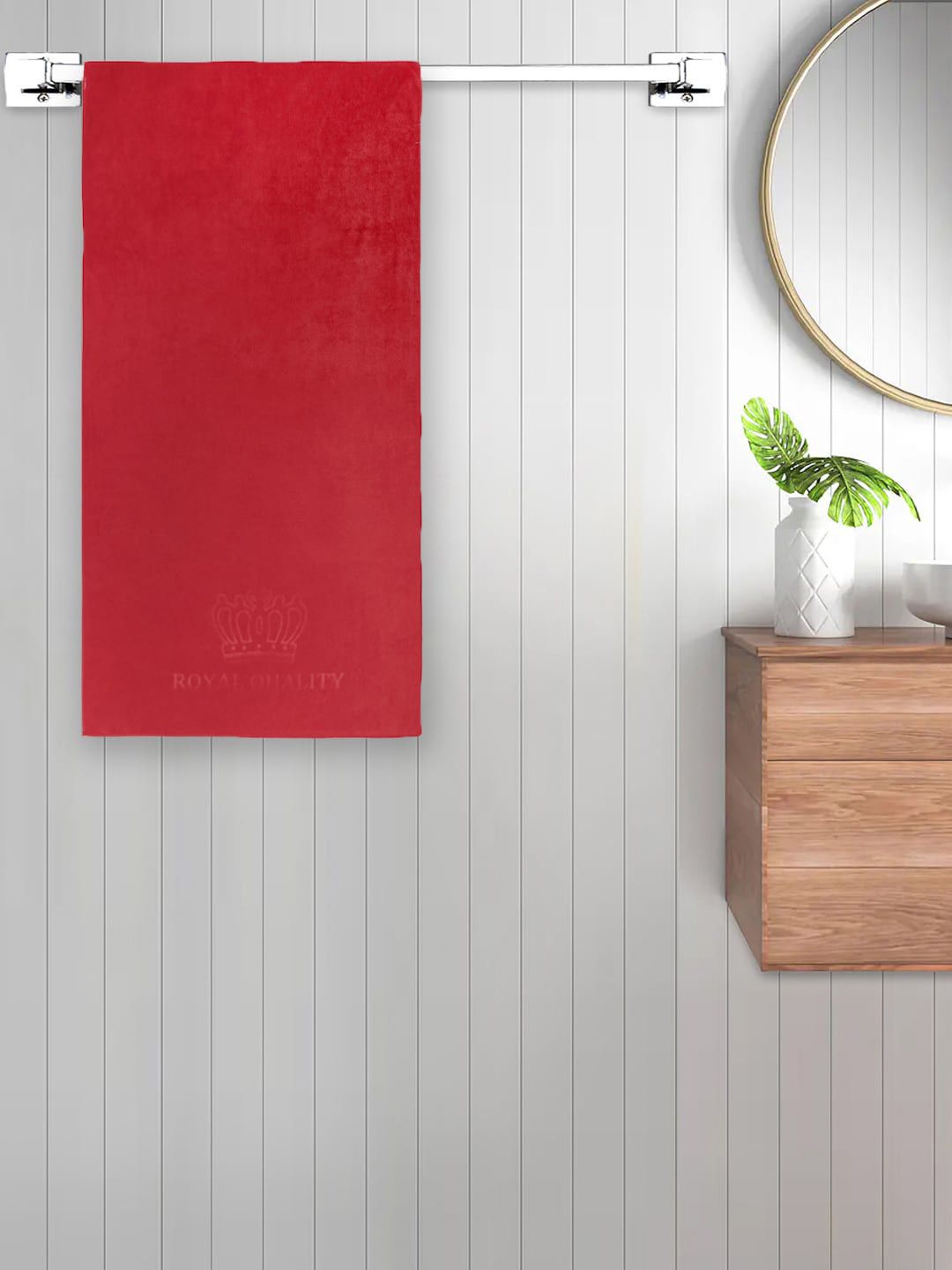 FABINALIV Red Cotton Bath Towels