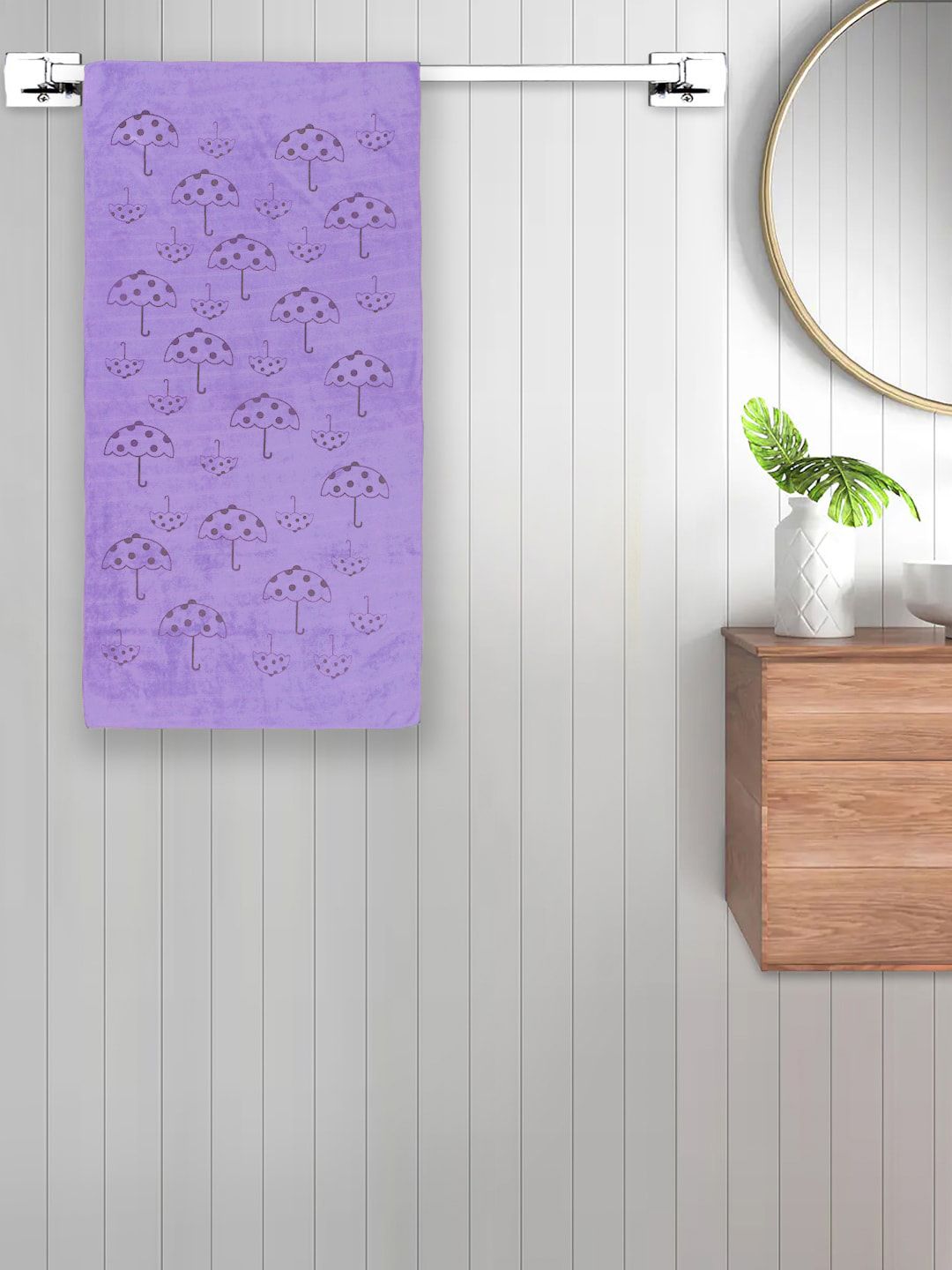 FABINALIV Purple Abstract Printed Cotton 420 GSM Bath Towel