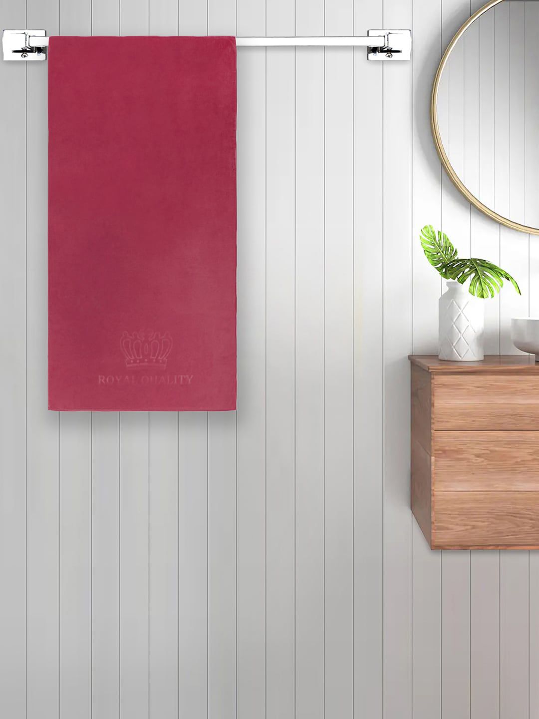 FABINALIV Maroon Cotton Bath Towels