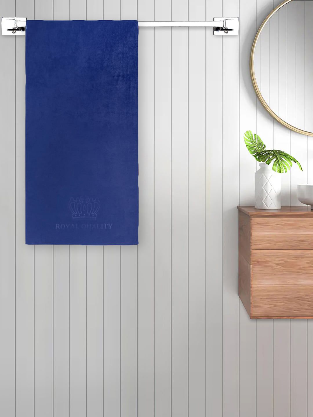 FABINALIV Blue Cotton Bath Towels