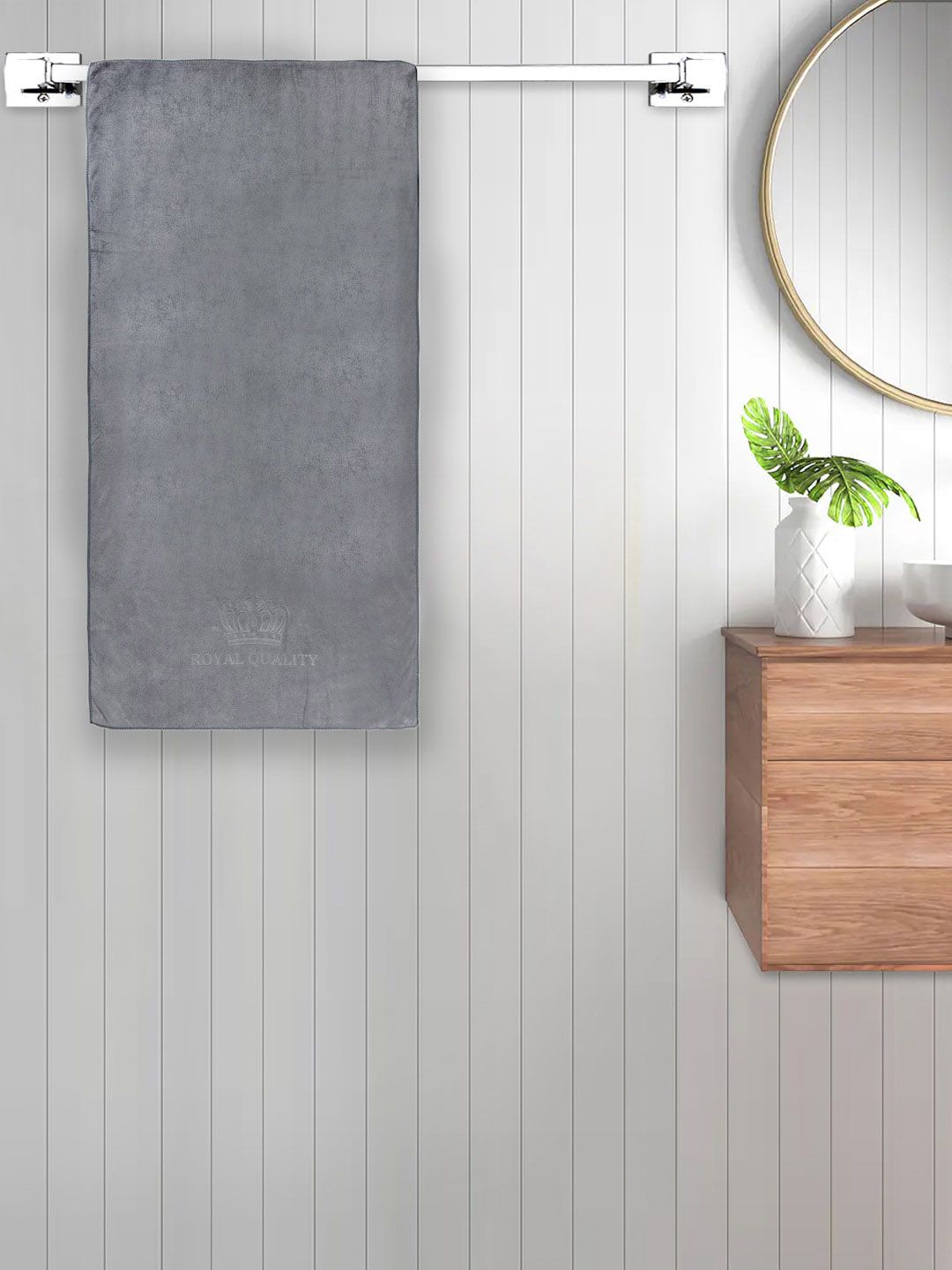 FABINALIV Grey Cotton 420 GSM Bath Towel